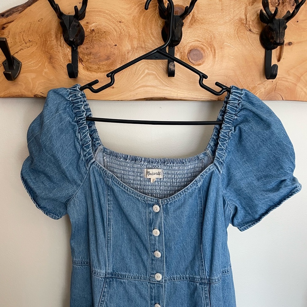 Madewell Blue Denim Puff Sleeve Dress